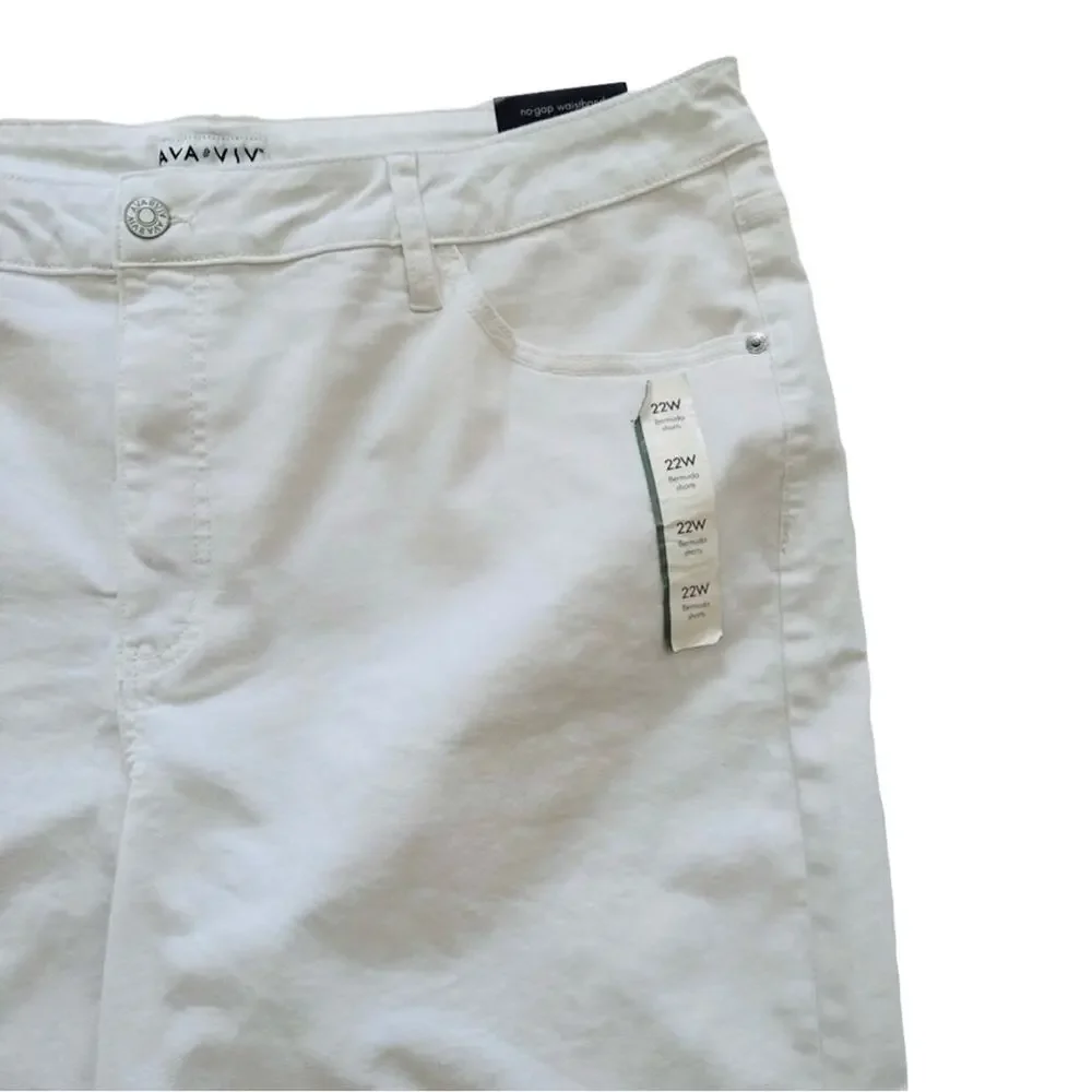 AVA & VIV Shorts White High Rise No Gap Waist Bermuda Denim Jean Plus 22W NEW - Picture 8 of 12